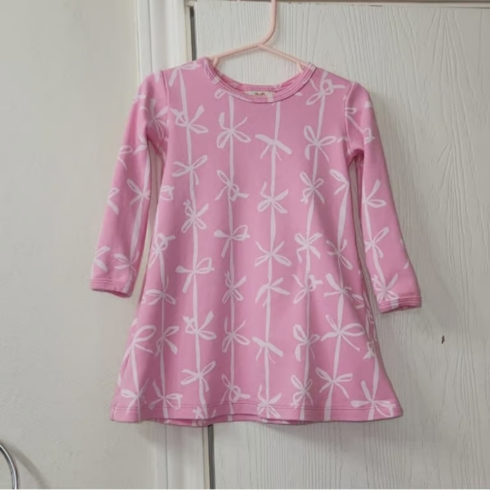Pink Bow Patterned Kids Dress